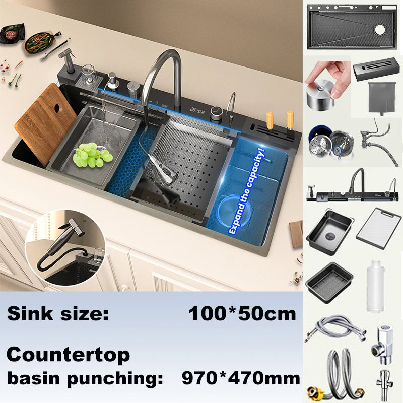 Telisiya Stainless Steel Kitchen Faucet With Digital Display