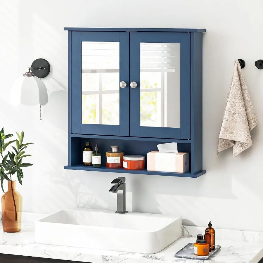 XIUWO Bathroom Medicine Cabinet With Mirror Wall Mounted