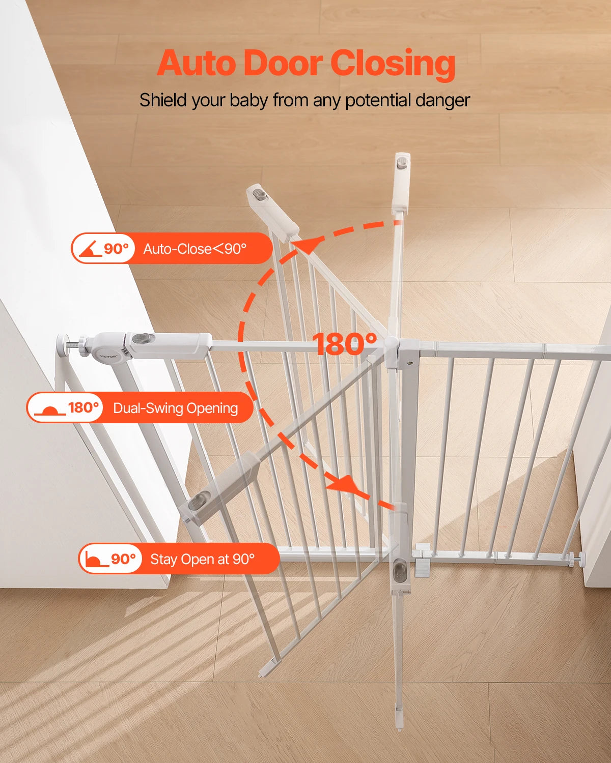 SucceBuy Walk Through Pressure Mount Baby Pet Safety Gate