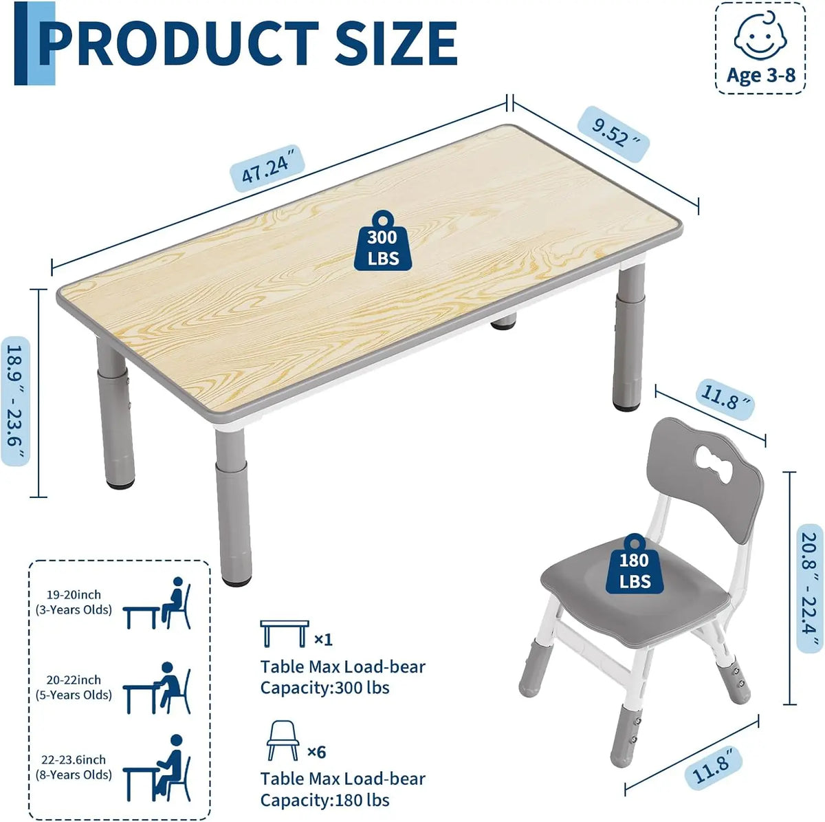Garvee Kids Activity Table And Six Chair Set With Storage