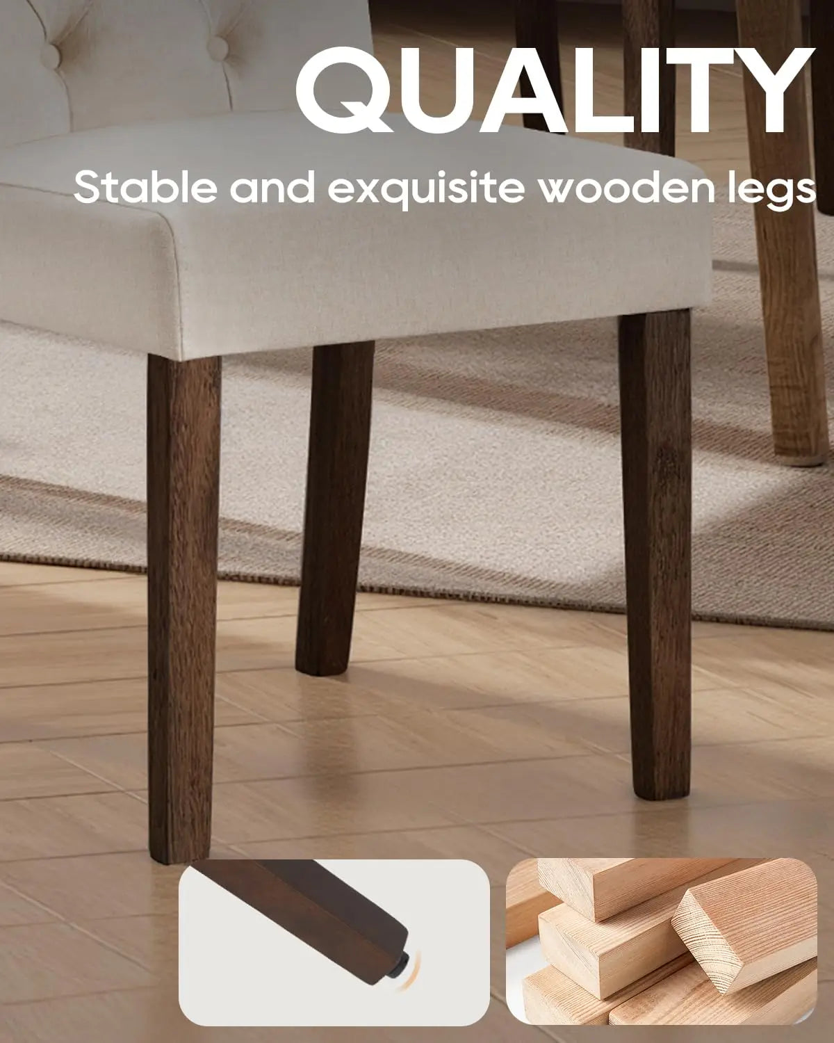 MOYU Dining Chairs Button Tufted Parsons Upholstered Solid Wood Legs