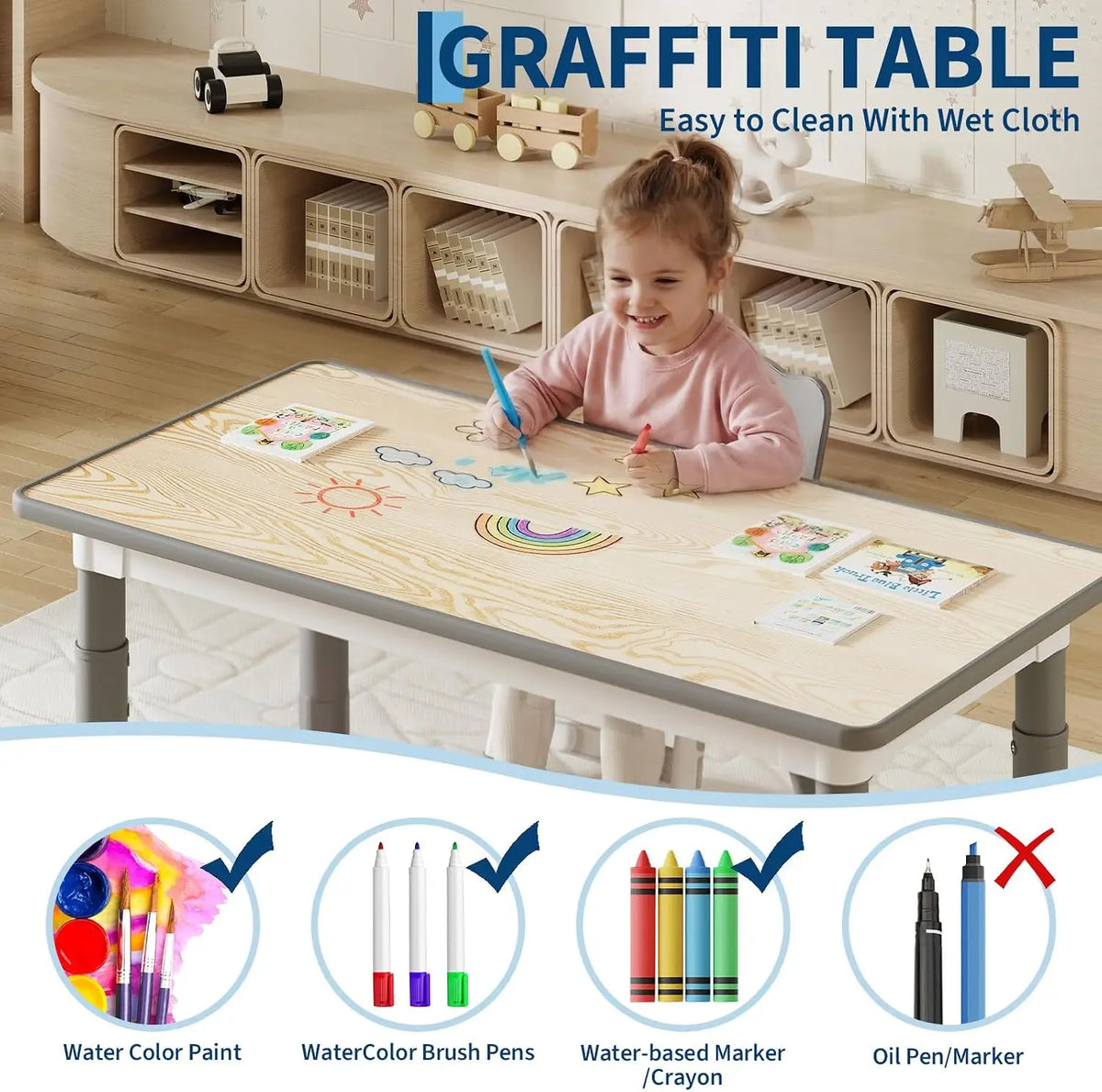 Garvee Kids Activity Table And Six Chair Set With Storage