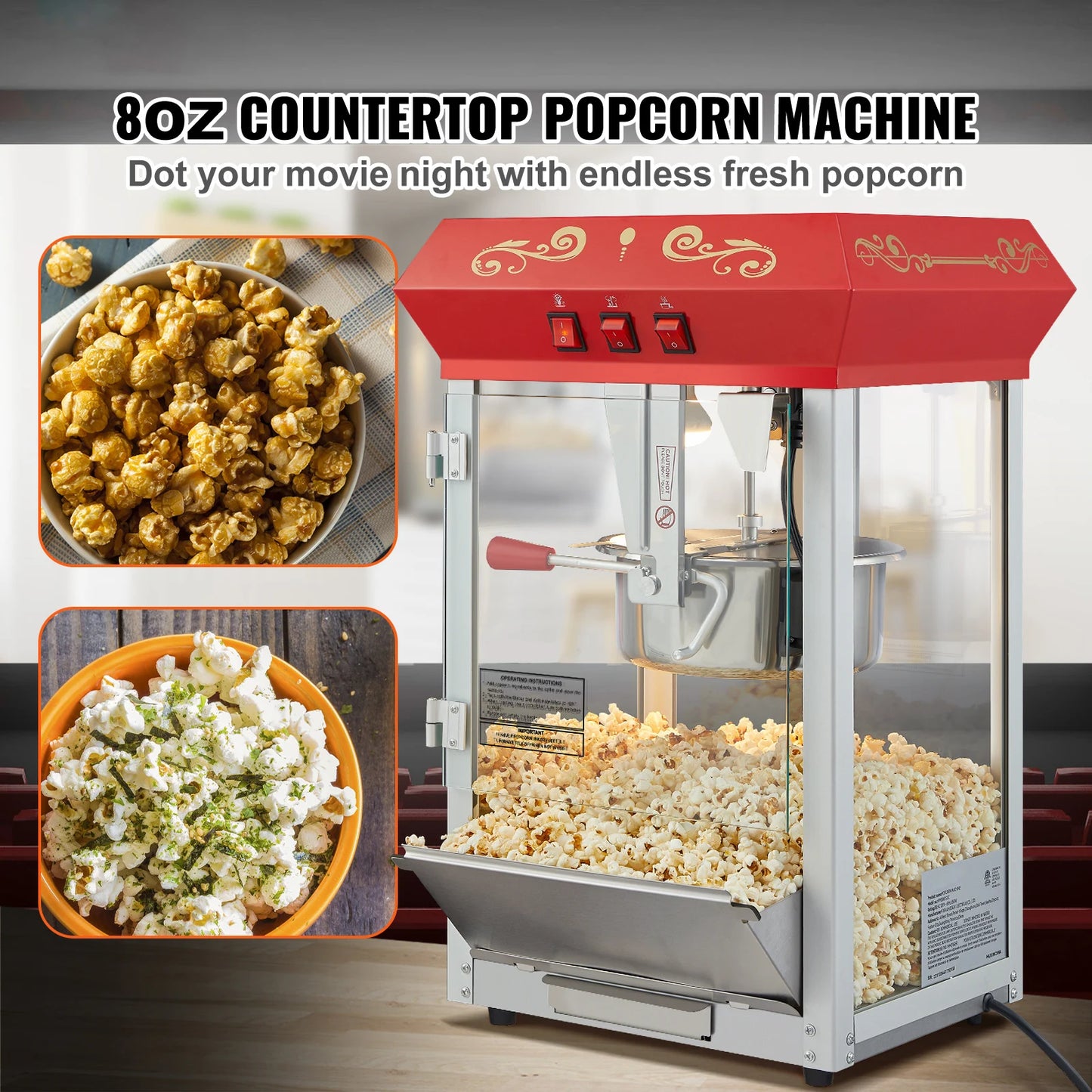 SucceBuy Countertop Electric Popcorn Maker Machine
