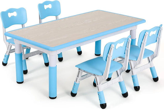 AuAg Height Adjustable Kids Table And Four Chairs Set