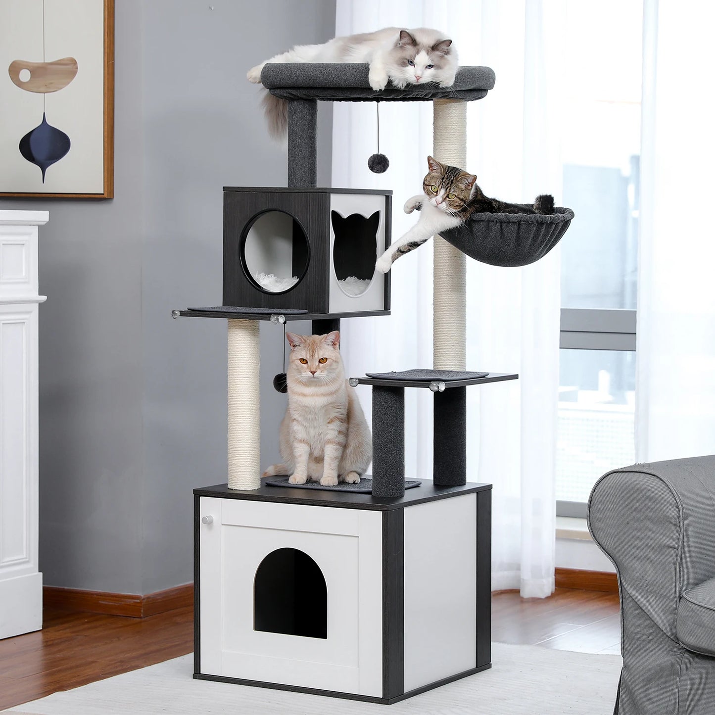PAWZ Ro Multi Level Cat Tree Indoor Wood Tower Deluxe