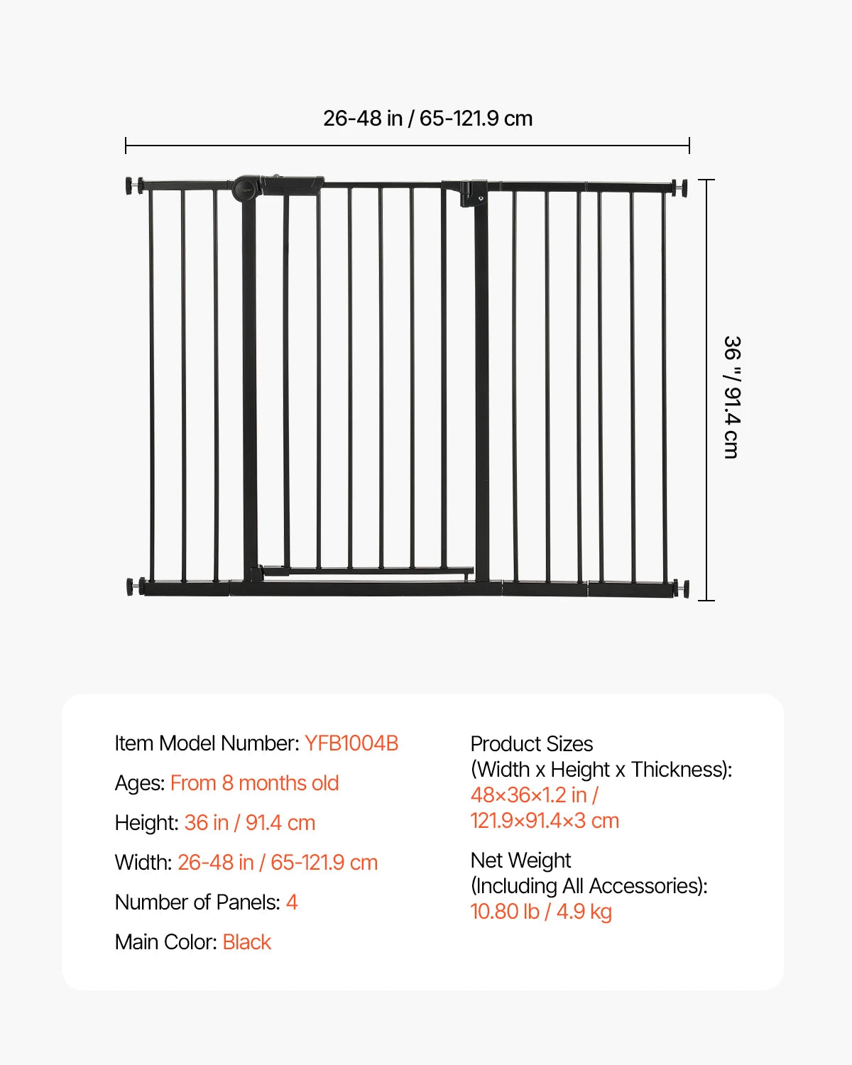 SucceBuy Walk Through Pressure Mount Baby Pet Safety Gate