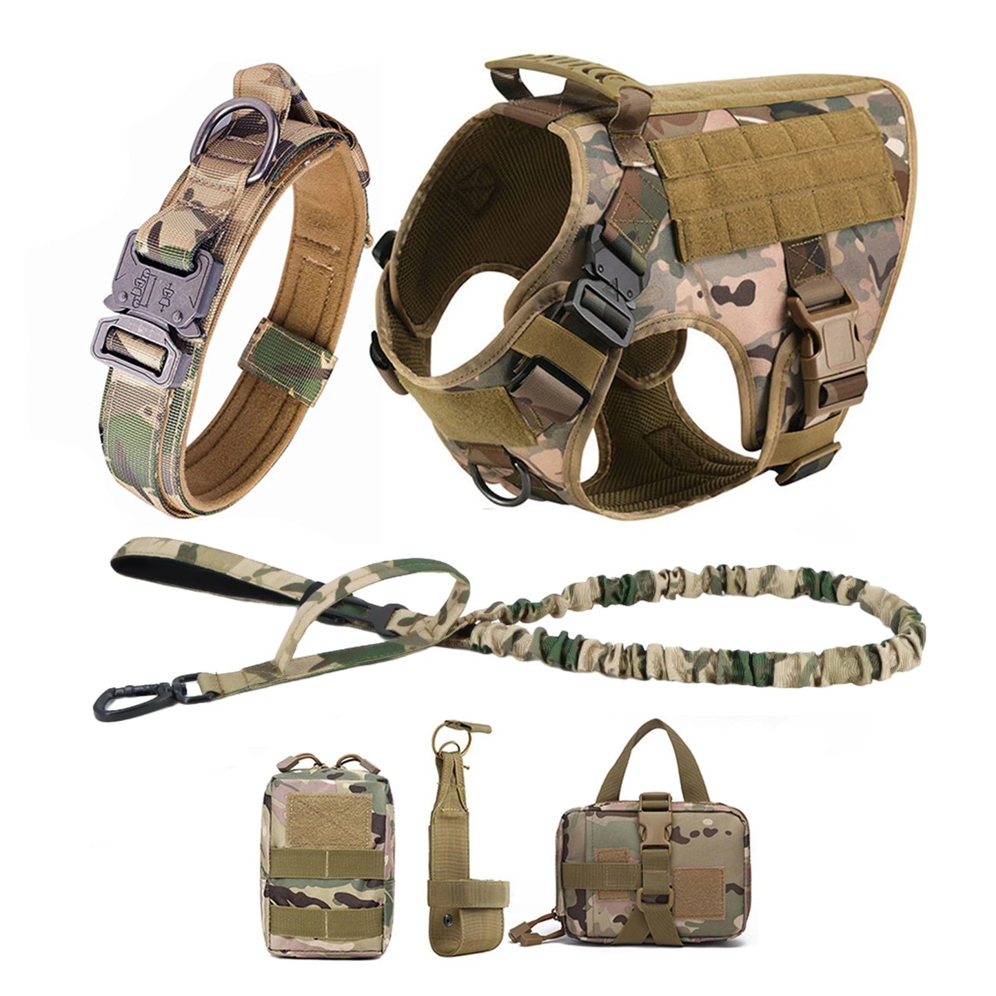 Tactical Padded Dog Harness With Quick Release Molle System