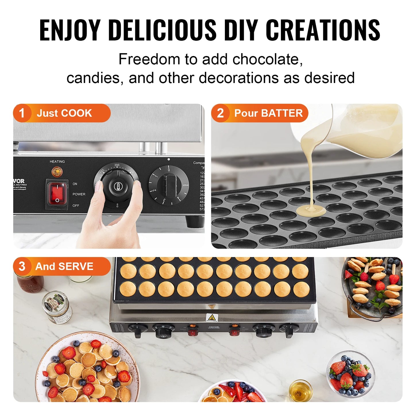 SucceBuy 50Pcs Dorayaki Pancake Maker Dual Temp Time Control