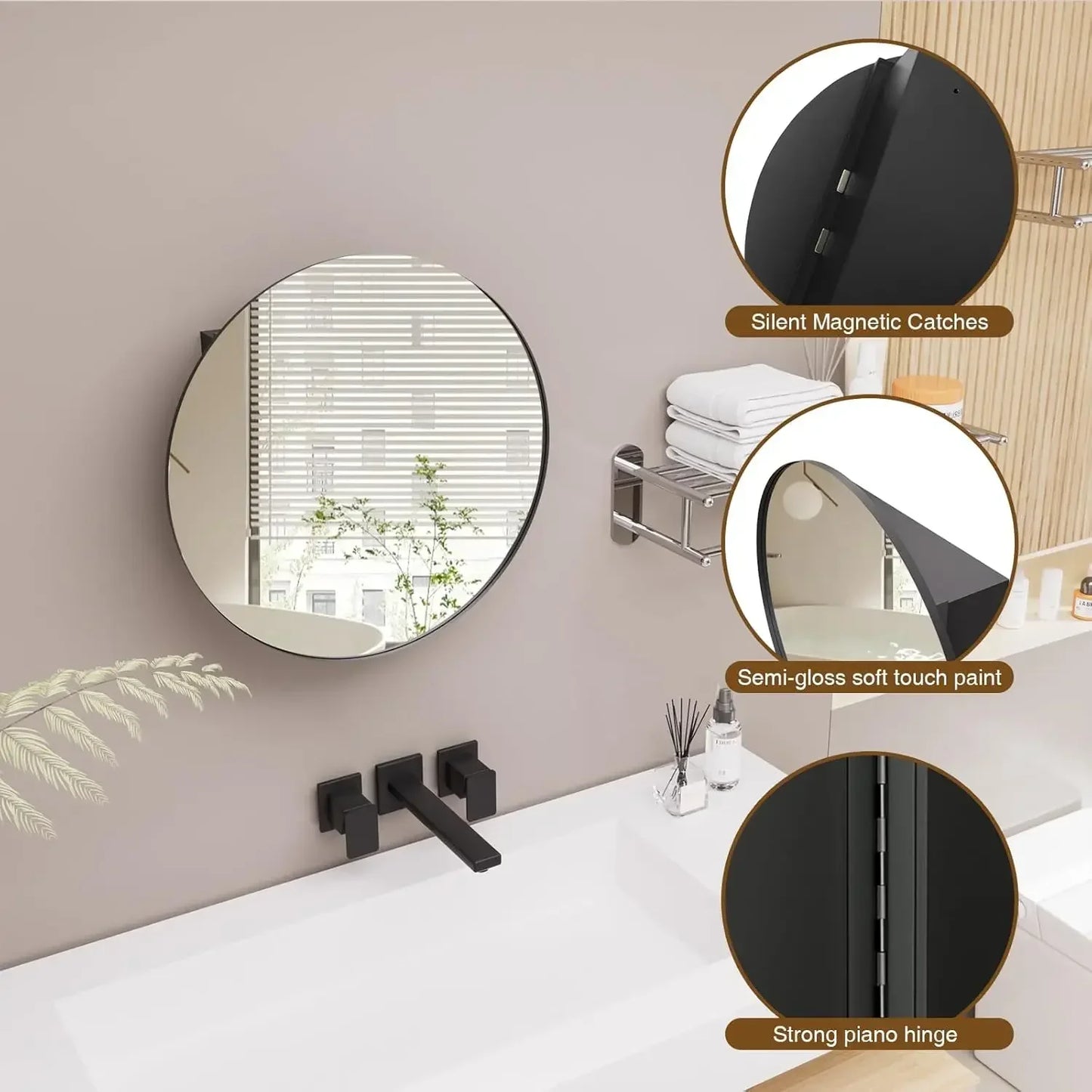 Bathroom Wall Mounted Medicine Cabinet With Mirror And Shelves