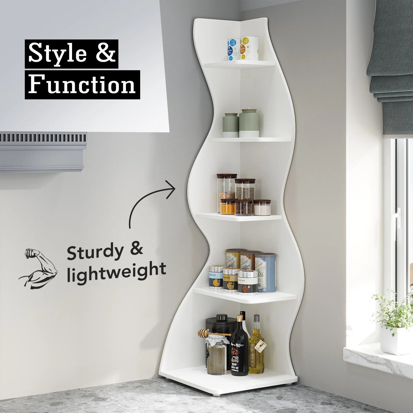 Tribesigns 5 Tier Corner Shelf Bookcase Storage Rack Plant Stand