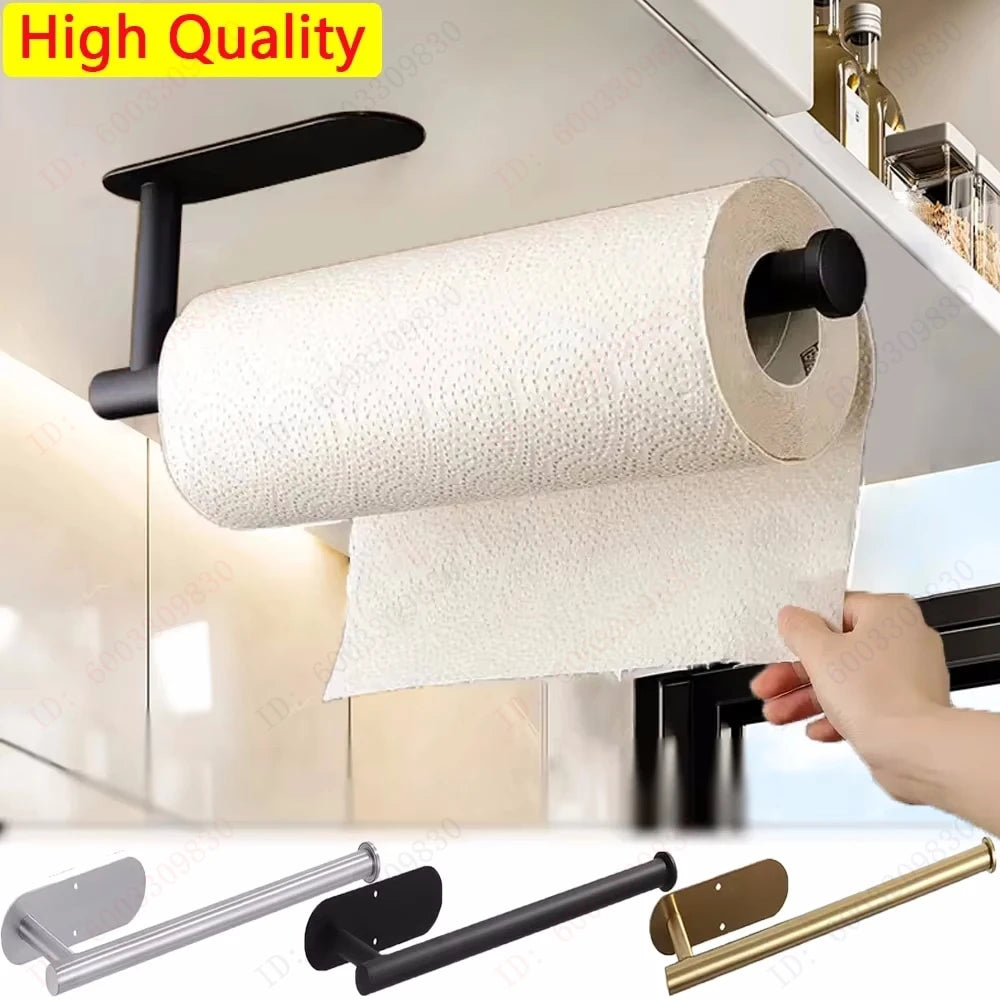 Metal Adhesive Paper Towel Holder For Kitchen Bathroom Storage