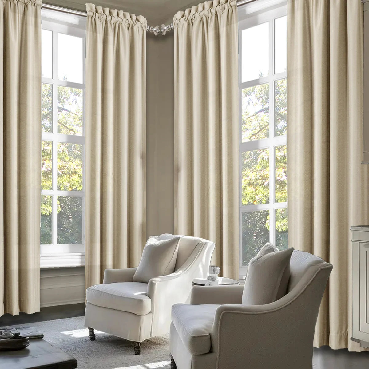 Sabalanica Light Filtering Polyester Curtains Rod Pocket Window Panel