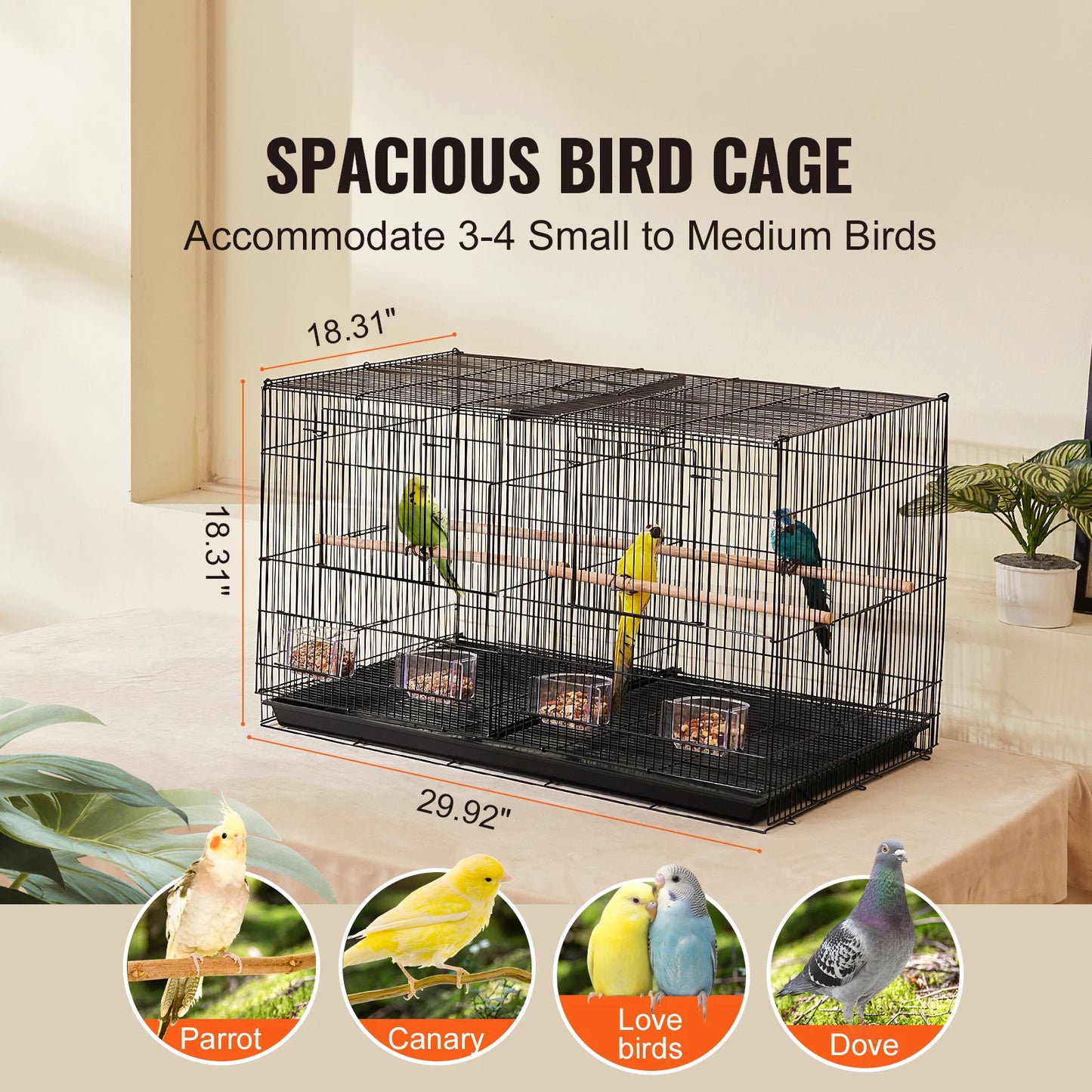 SucceBuy Stackable Divided Pet Bird Cage With Handle And Perch
