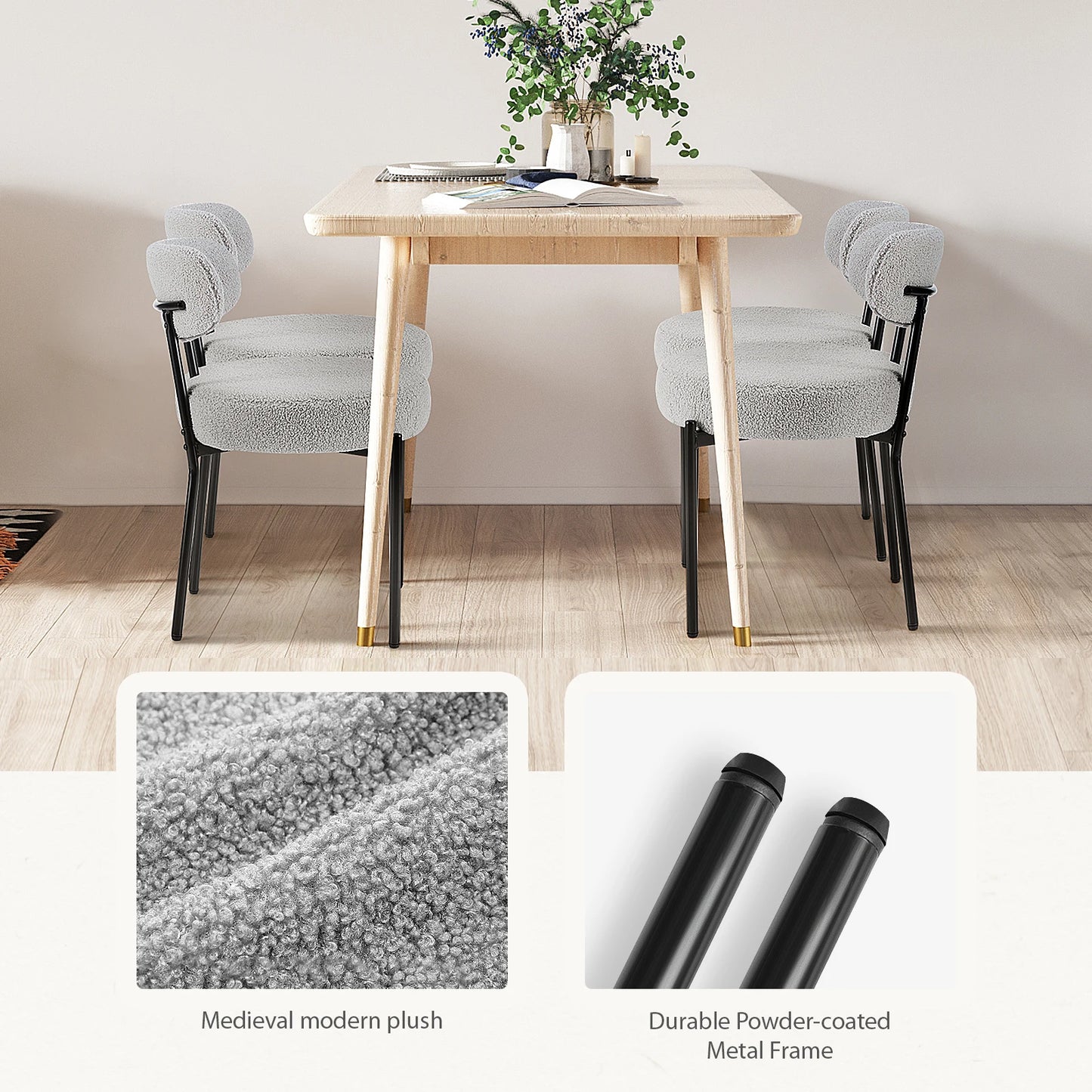 JHK Ergonomic Round Dining Chairs Set of 2