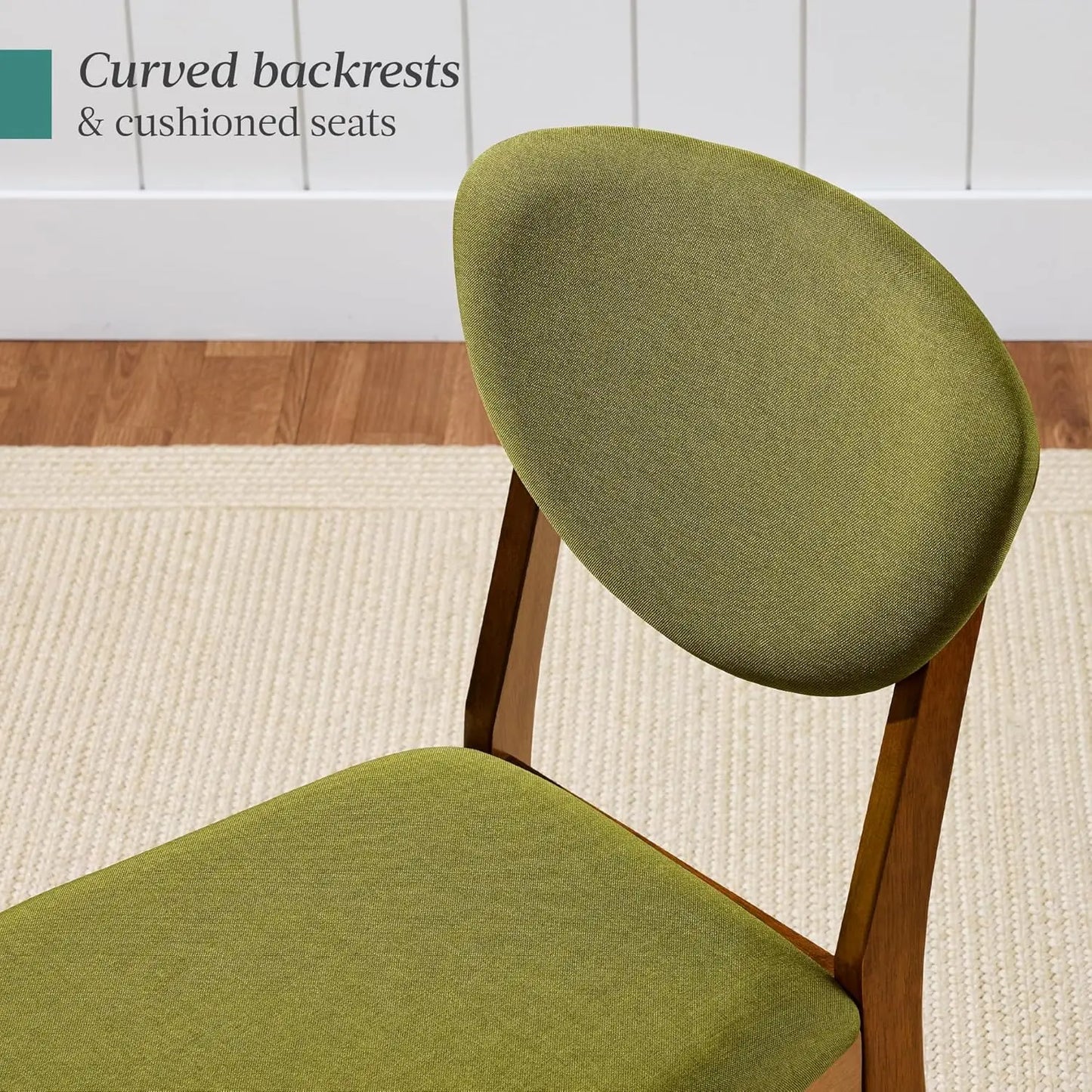 Dining Chairs Set of 2 Mid Century Modern Upholstered Wood