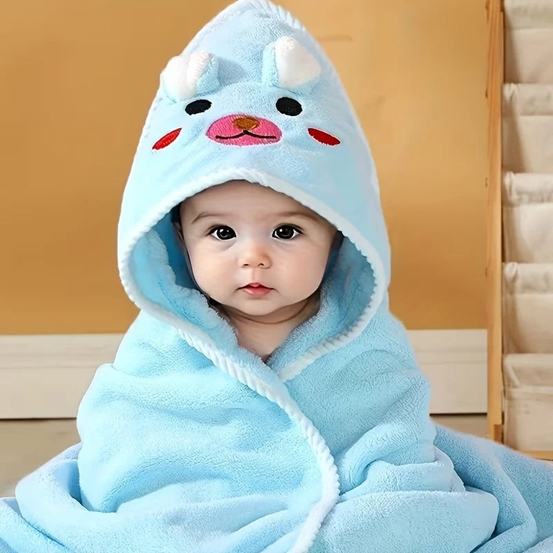 Baby Hooded Bathrobe Ultra Soft Absorbent Cartoon Towel