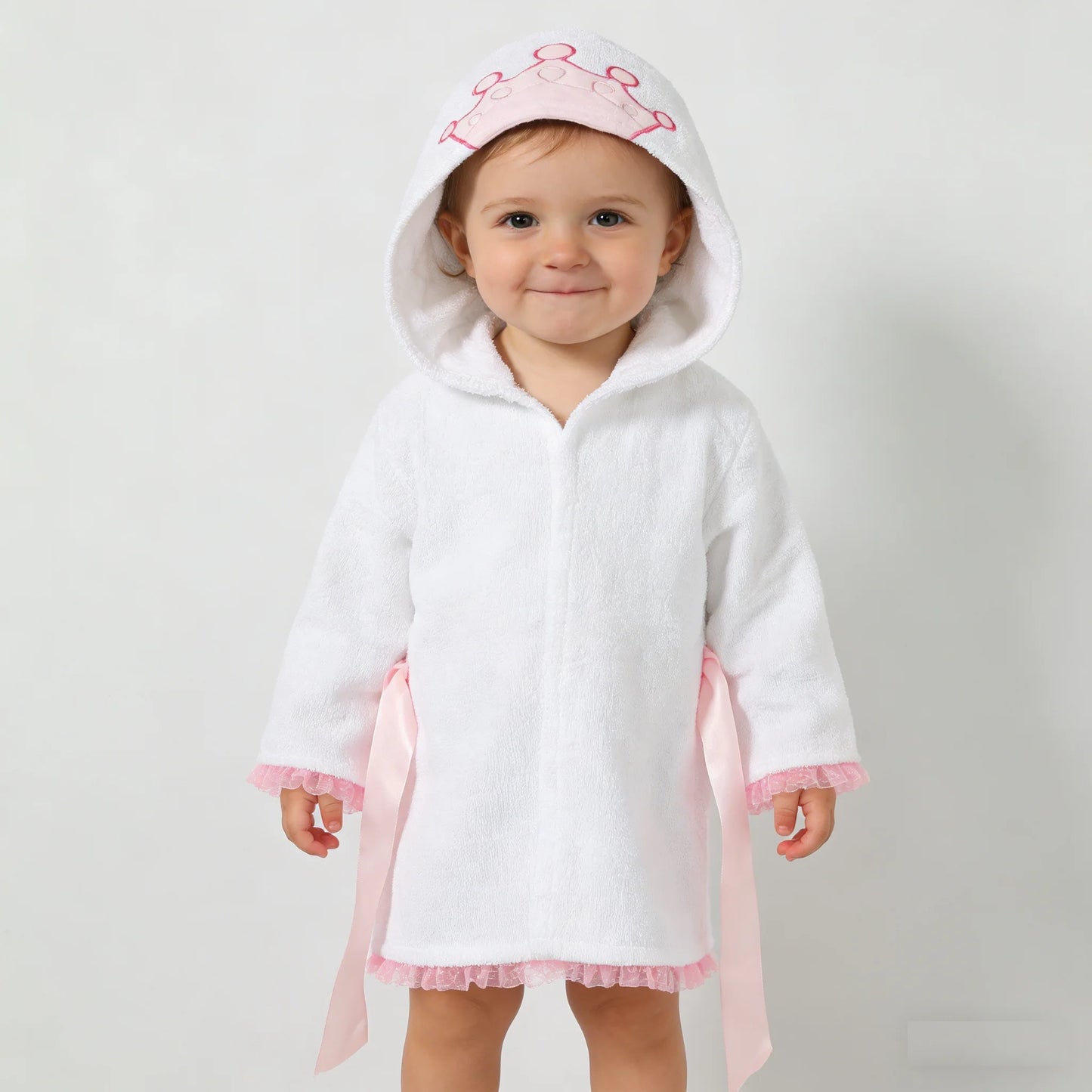 SZCQ Girls Princess Crown Hooded Terry Cotton Bathrobe
