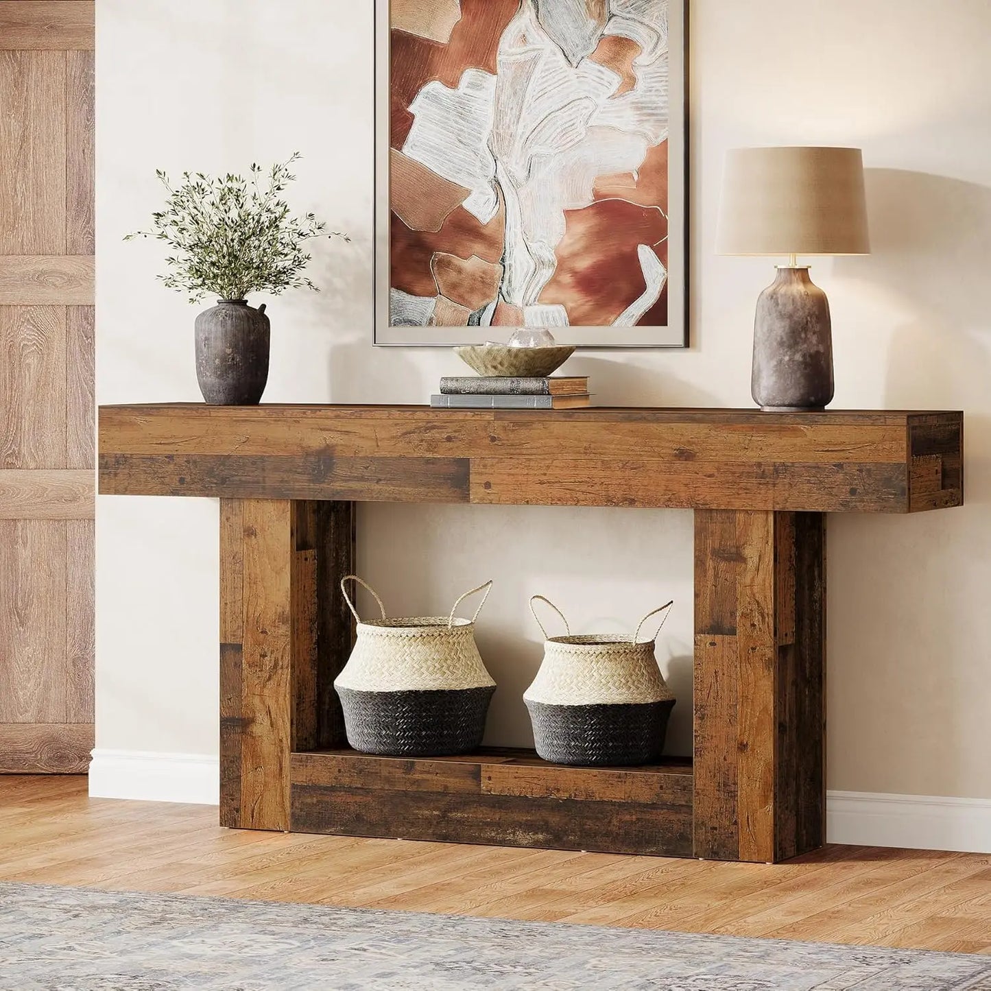 Tribesigns Farmhouse Console Table With U-Shaped Base
