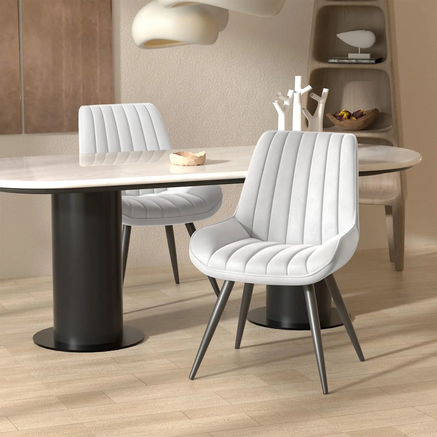 Nalupatio Modern Dining Chairs Set Of 6 Upholstered Fabric