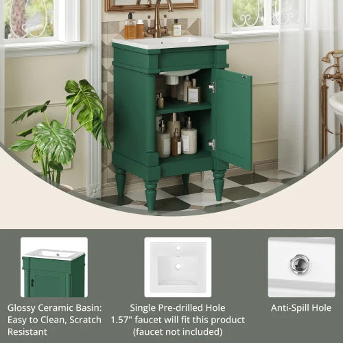 Modern Bathroom Vanity With Sink And Door Cabinet Storage