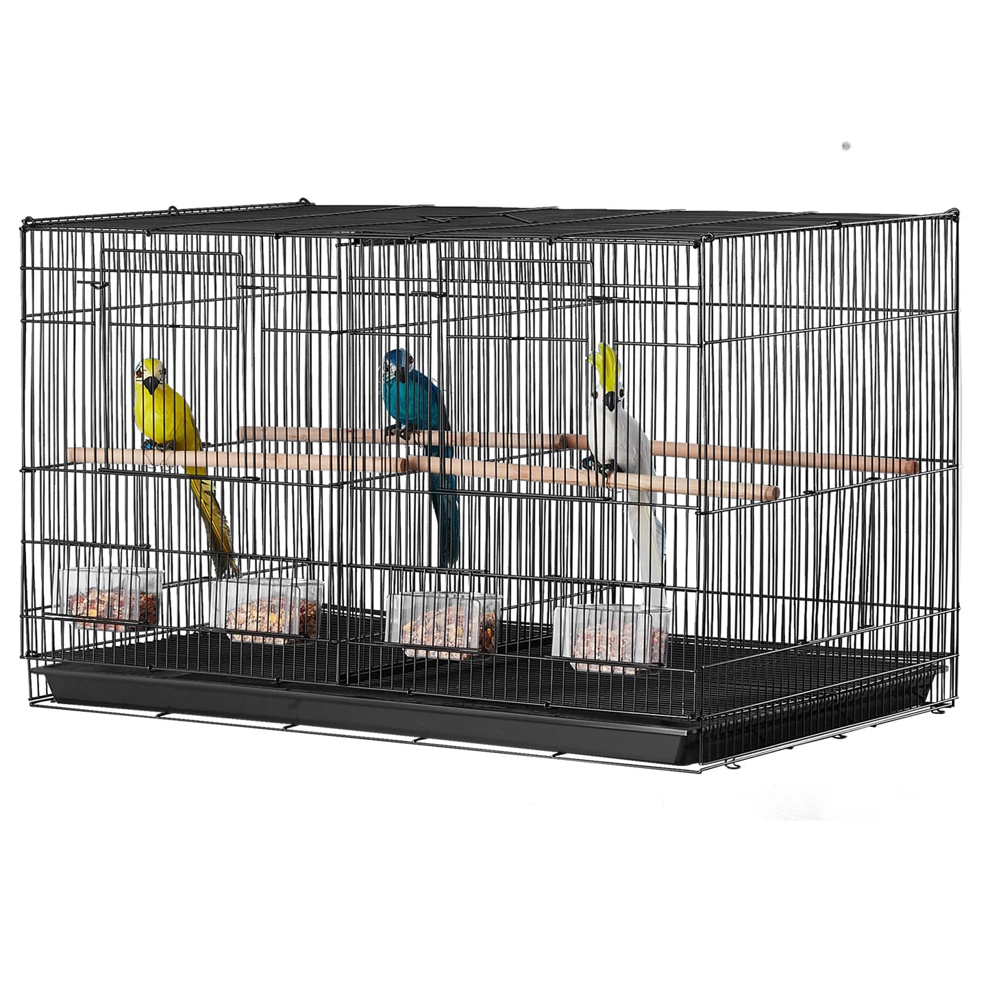 SucceBuy Stackable Divided Pet Bird Cage With Handle And Perch
