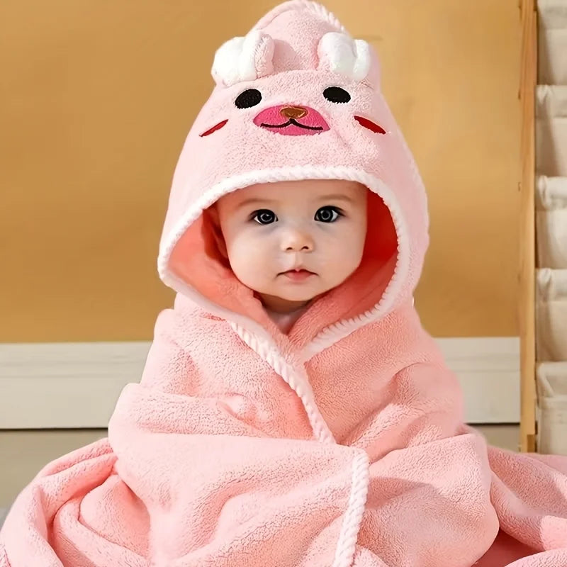 Baby Hooded Bathrobe Ultra Soft Absorbent Cartoon Towel