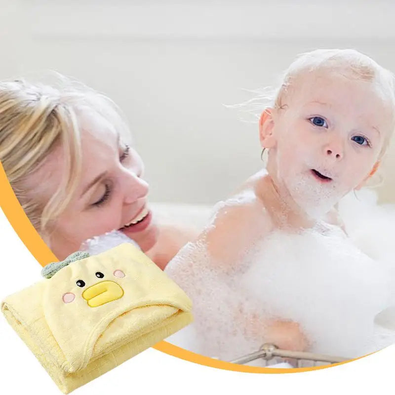 Absorbent Kids Hooded Bath Towel With Secure Snap Closure