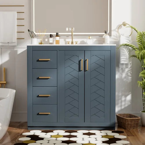 Free Standing Solid Wood Bathroom Vanity With 3 Drawers