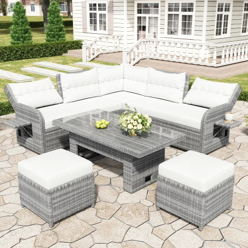 Outdoor All Weather Pe Rattan Sectional Patio Sofa Set