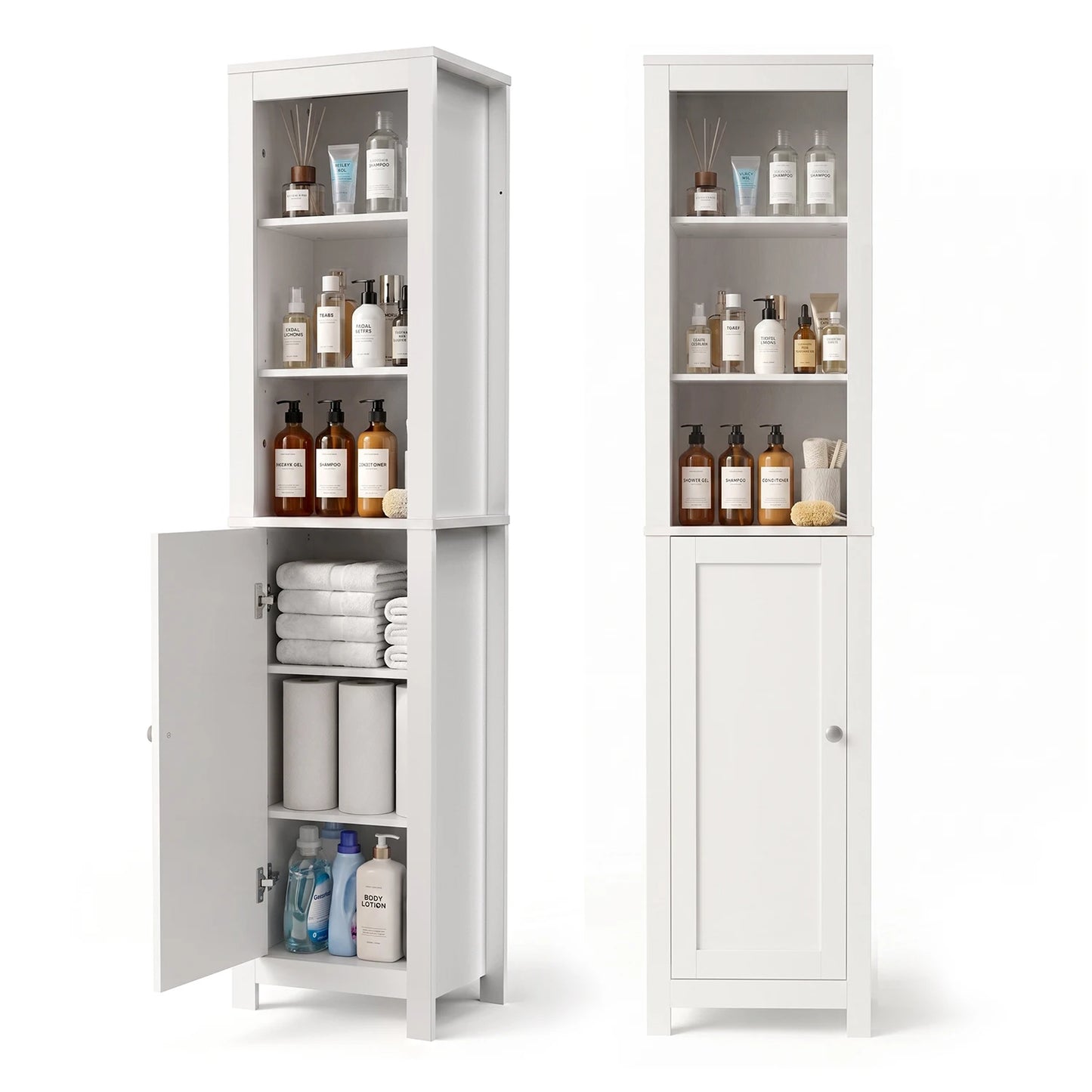 TinyNest Wooden Bathroom Storage Cabinet With Adjustable Shelves