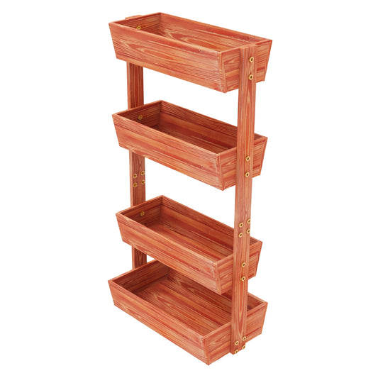 Solid Wood Raised Garden Bed With Four Tier Planter Boxes