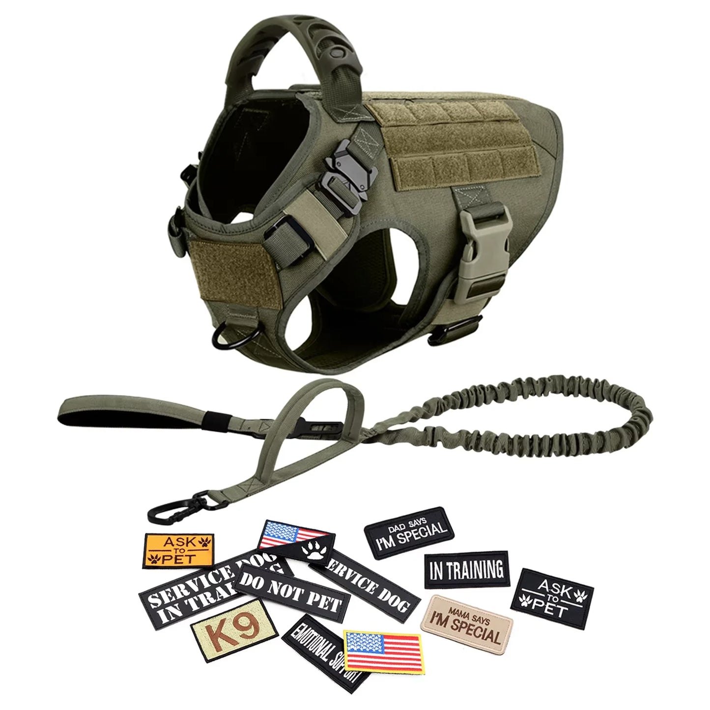 Padded Tactical Dog Harness Vest With Nylon Quick Release Buckle