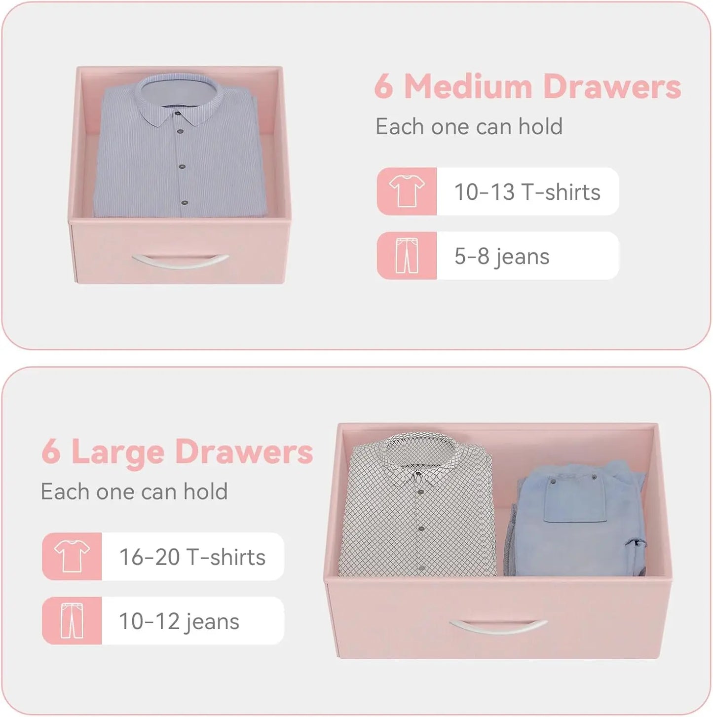 12 Drawer Dresser For Bedroom With Fabric Storage And Easy Pull Handle