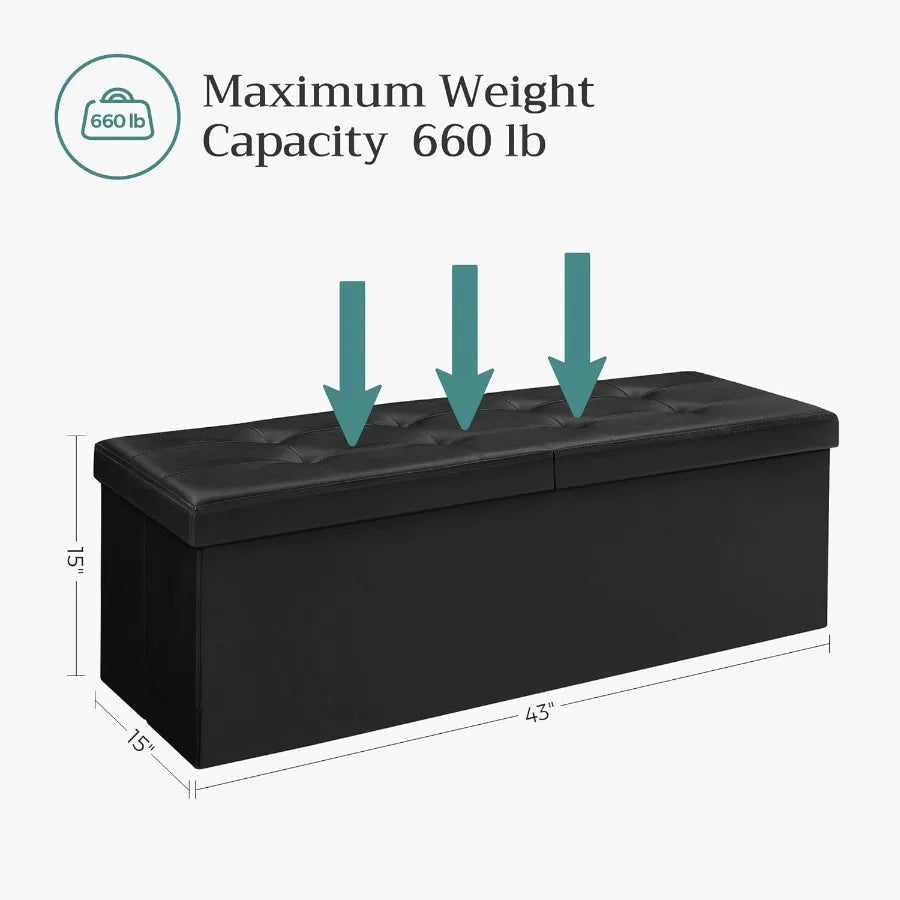 XIUWO Padded Storage Ottoman Bench With Flip Lid Design