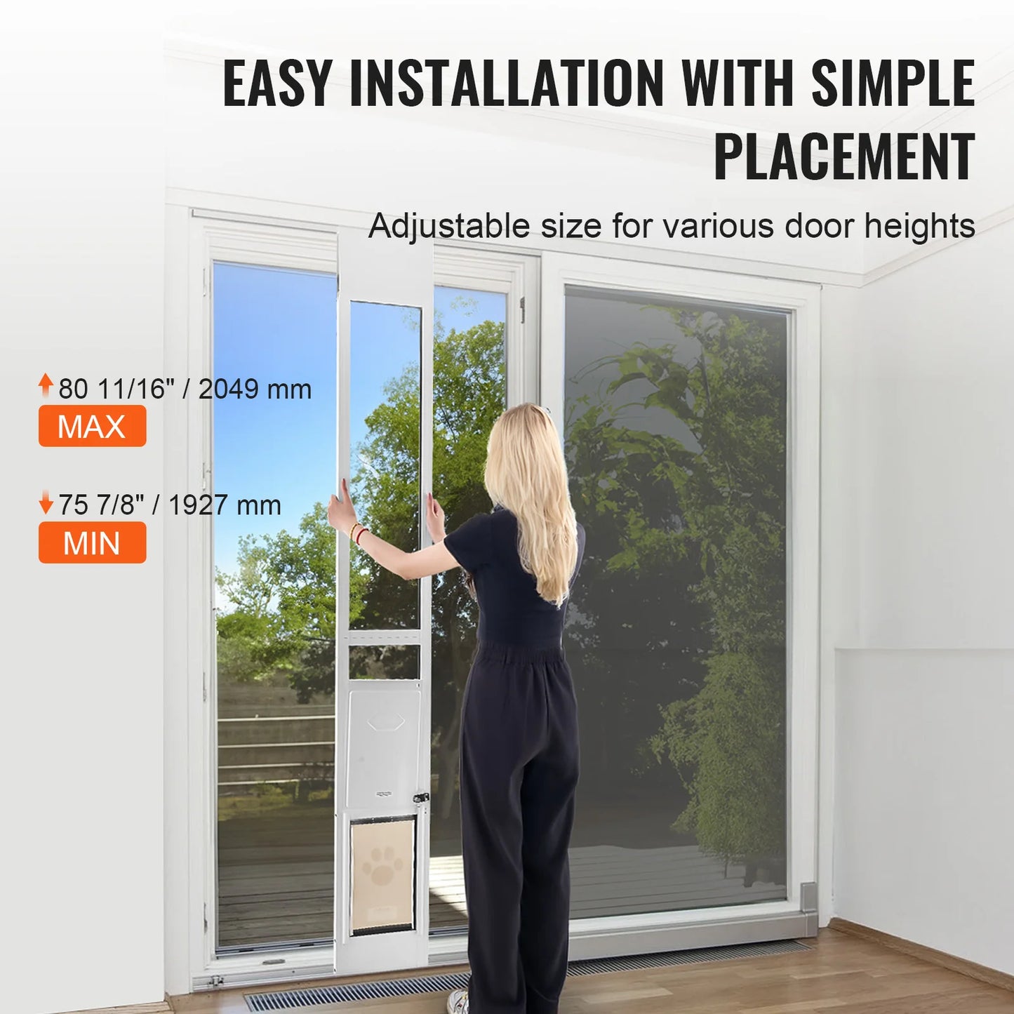 SucceBuy Adjustable Sliding Glass Pet Door Featuring Aluminum Frame