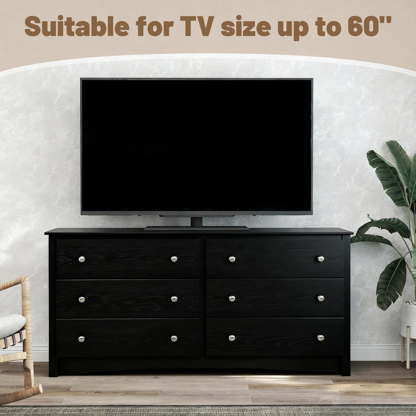 JHK Wood Dresser Cabinet Six Drawers Living Room Storage
