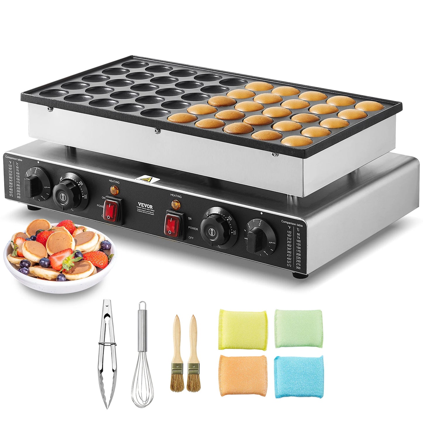 SucceBuy Dorayaki Pancake Maker Machine Nonstick Dual Temp Time Control