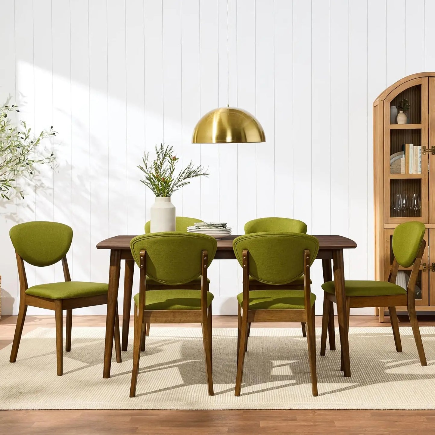 Dining Chairs Set of 2 Mid Century Modern Upholstered Wood