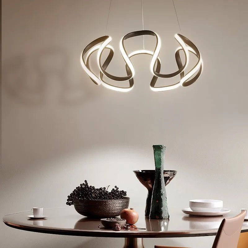 Vetrulus Polished Chrome Nordic Twisted LED Pendant Light Chandelier