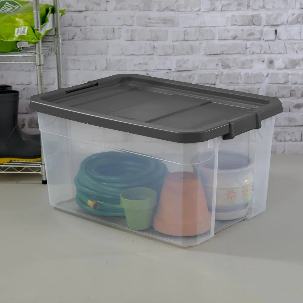 Two Pack Stacker Boxes With Durable Latch Lid Storage