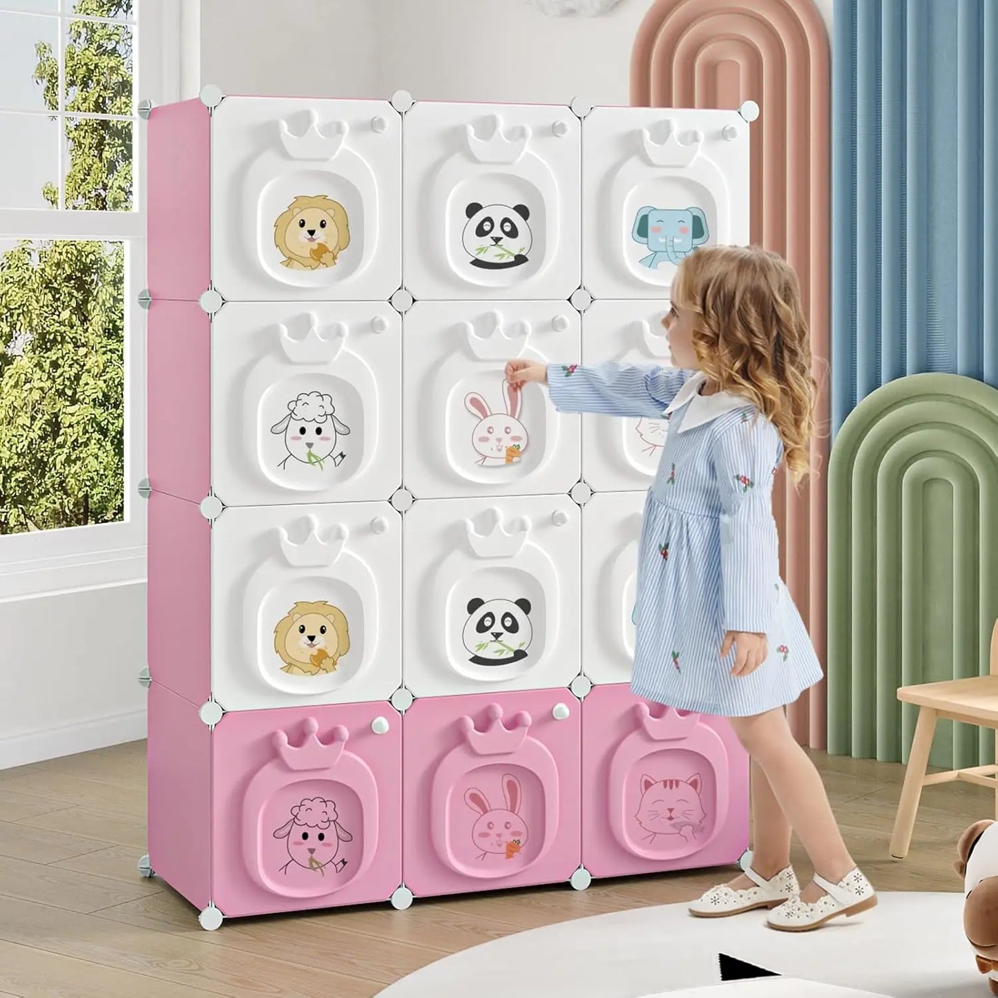 Wooden Kids Wardrobe Closet Cabinet With Door For Bedroom Storage