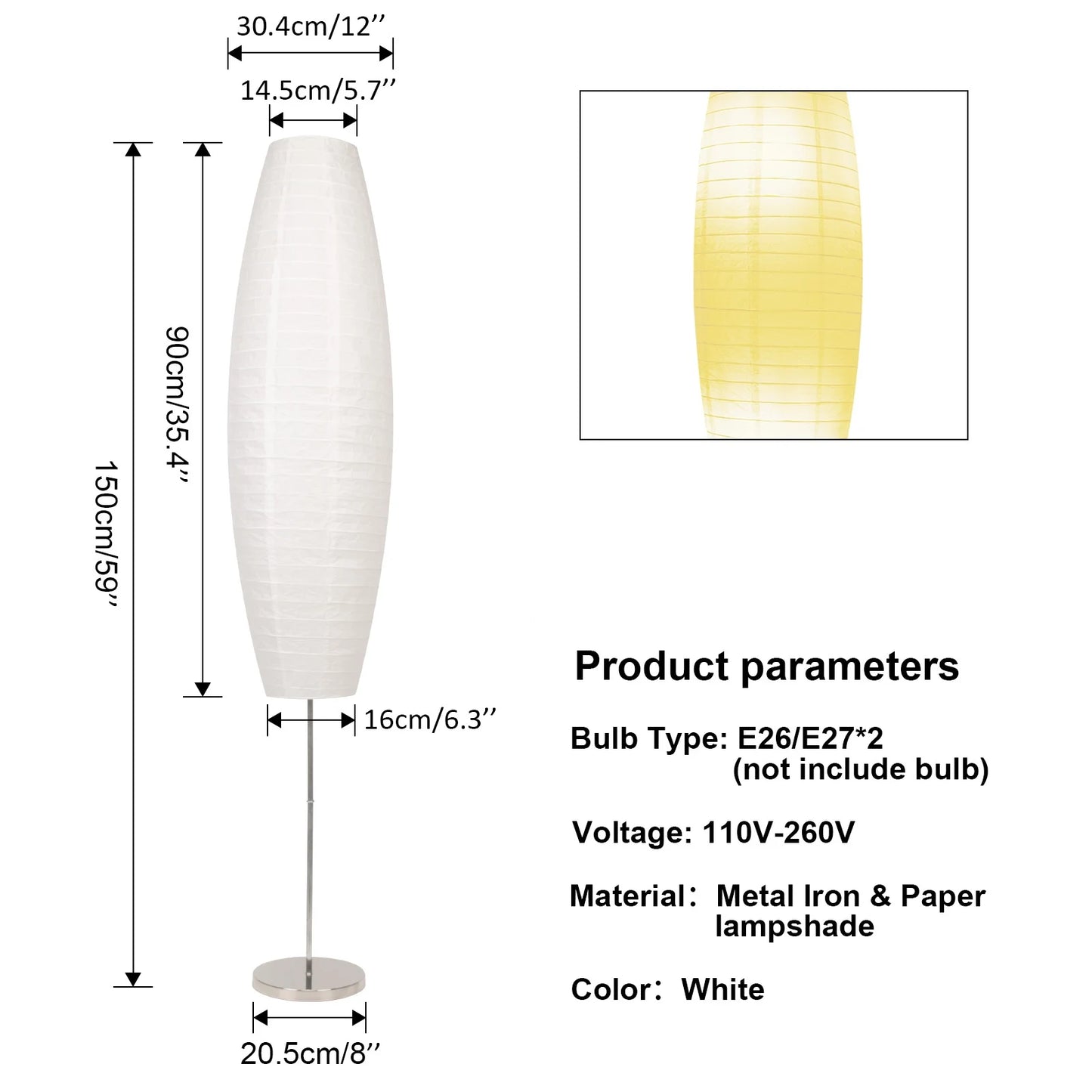 Minimalist Japanese Paper Rice Floor Lamp For Home
