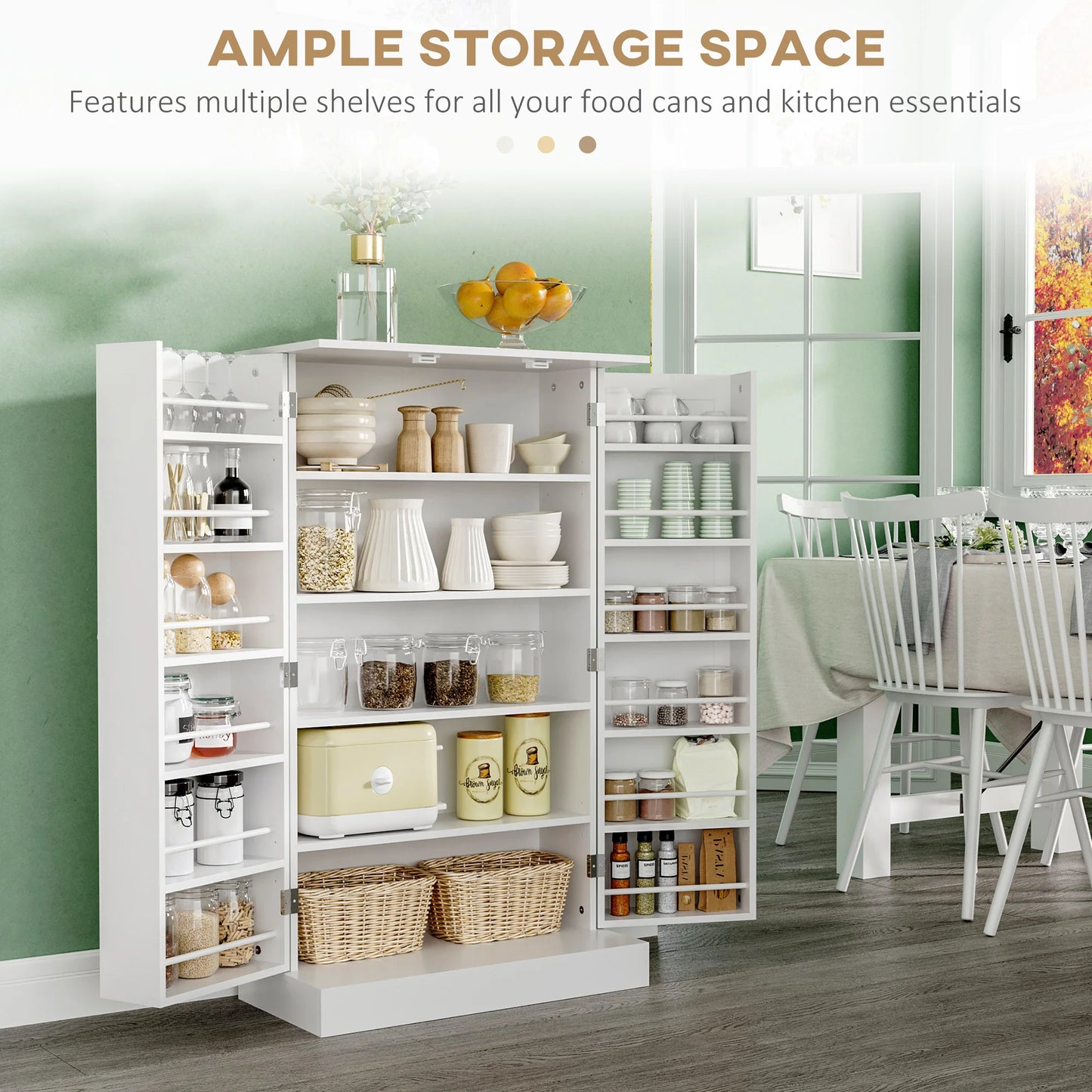 HOMCOM Modern Freestanding Storage Cabinet Double Door Adjustable Shelf Unit