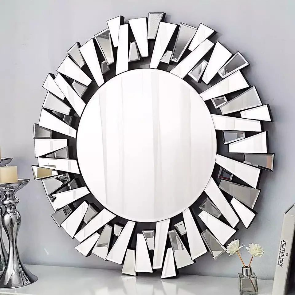 LUVODI Starburst Round Wall Mirror Decorative Accent For Living Room
