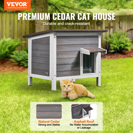 SucceBuy Outdoor Cat House Weatherproof Feral Shelter With Foam Insulation
