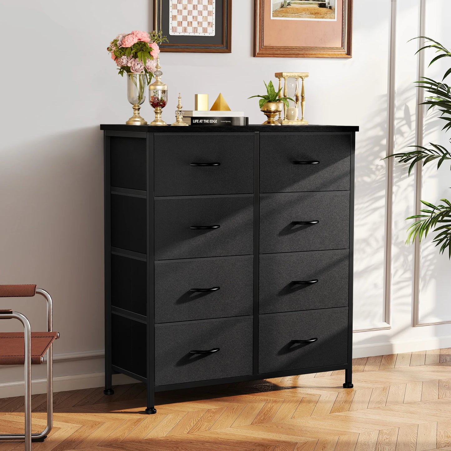 JHK Dresser Children's Wardrobe With 8 Fabric Drawers