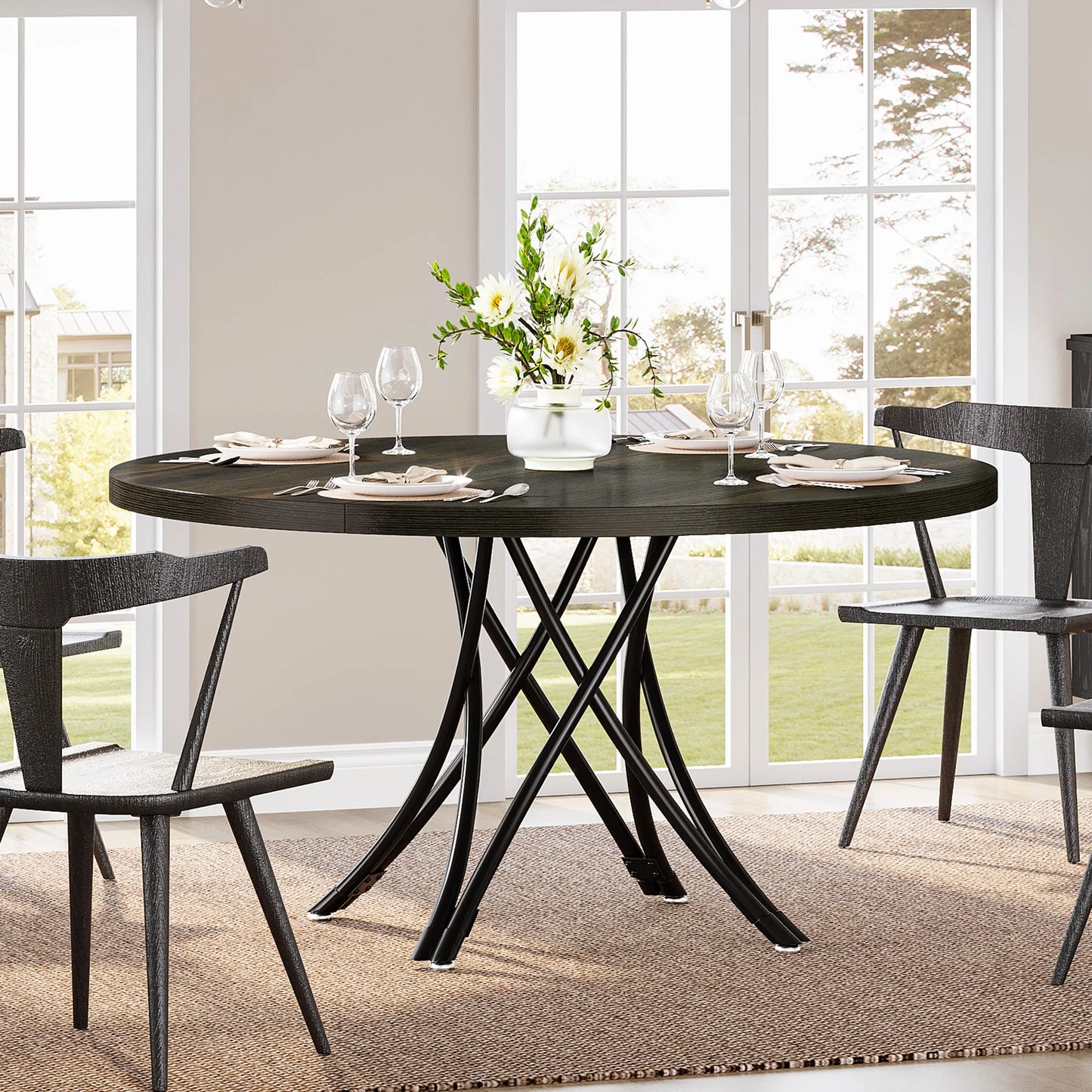 Tribesigns Round Wood Dining Table For Modern Farmhouse Kitchens