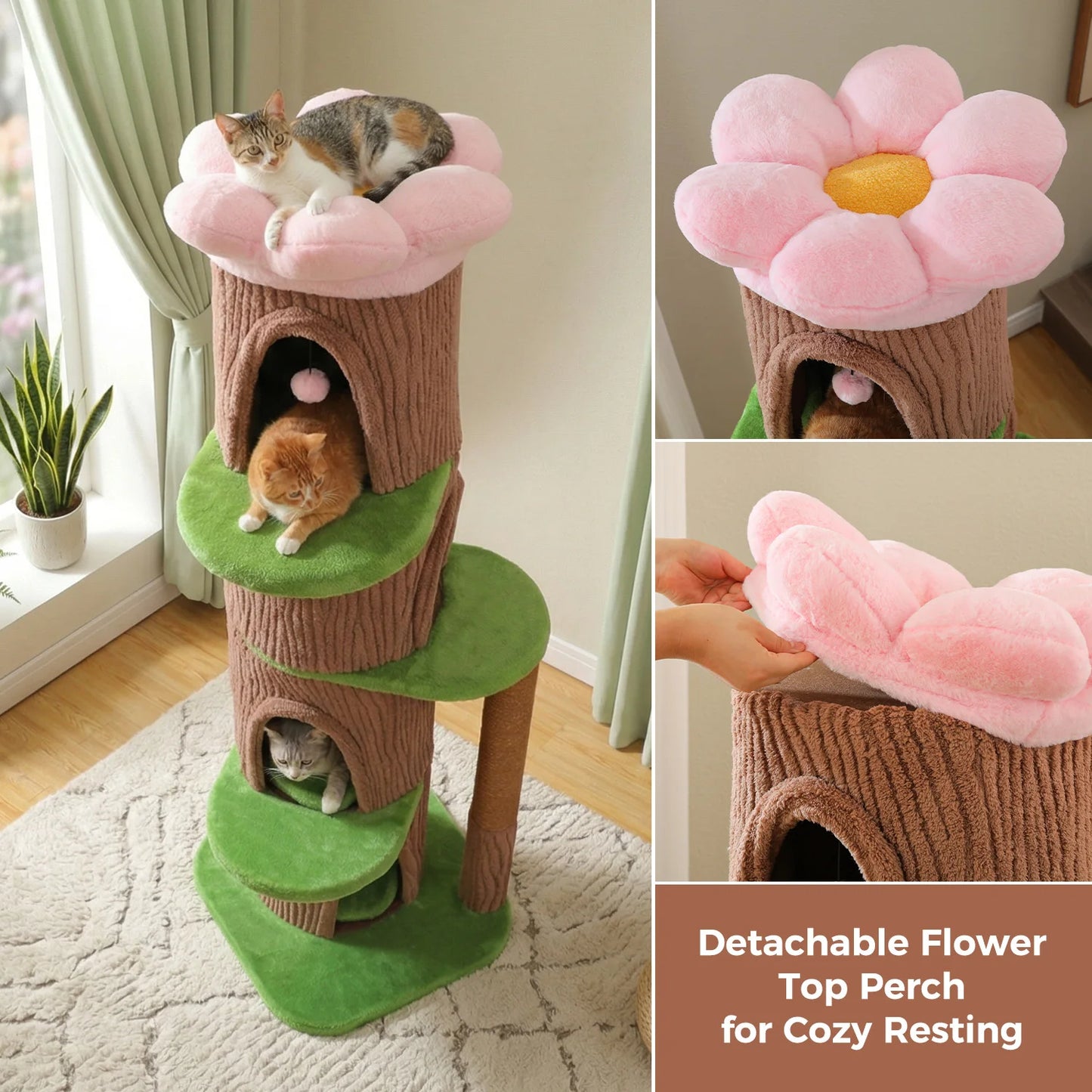 PAWZ Road Large Cat Tree Tower With 4 Condos And Scratching Post