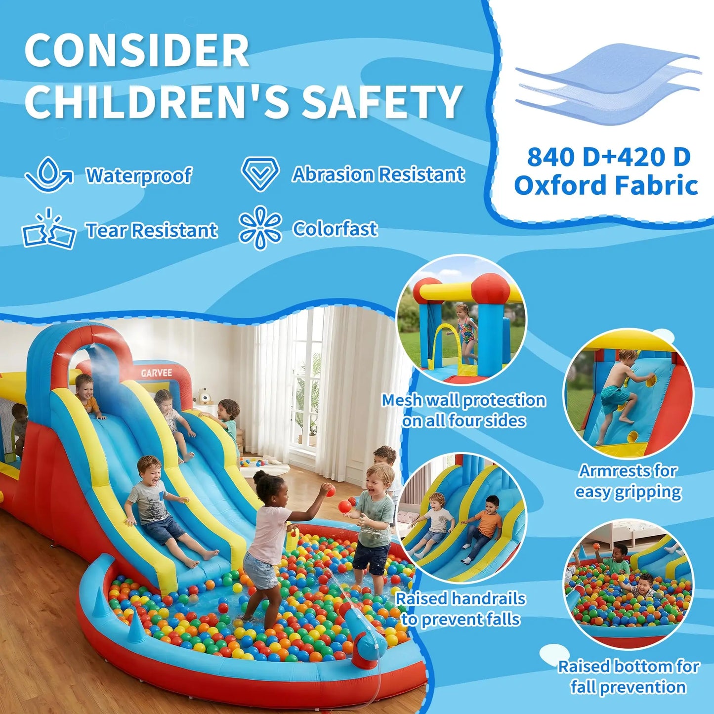 HiMISS 8 In 1 Inflatable Bounce House With Double Slides