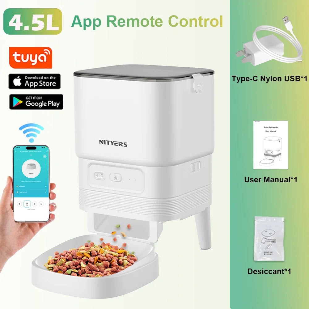 Nityers Cat Feeder Stainless Steel Bowl Voice Recorder Portion Control